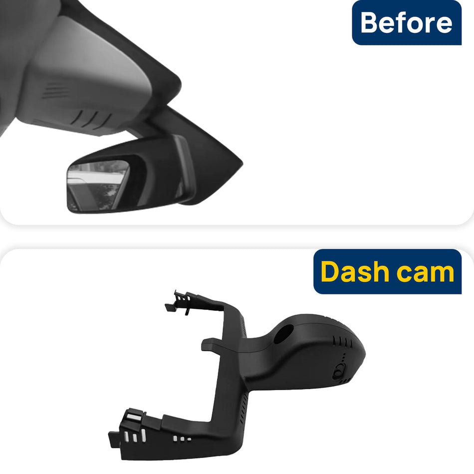 Vorher-Nachher Vergleich: Xplywi 4K/1080P Doppel Dashcam Autokamera Kompatibel mit BMW X6 G06 2020 2021, diskrete OEM-Installation