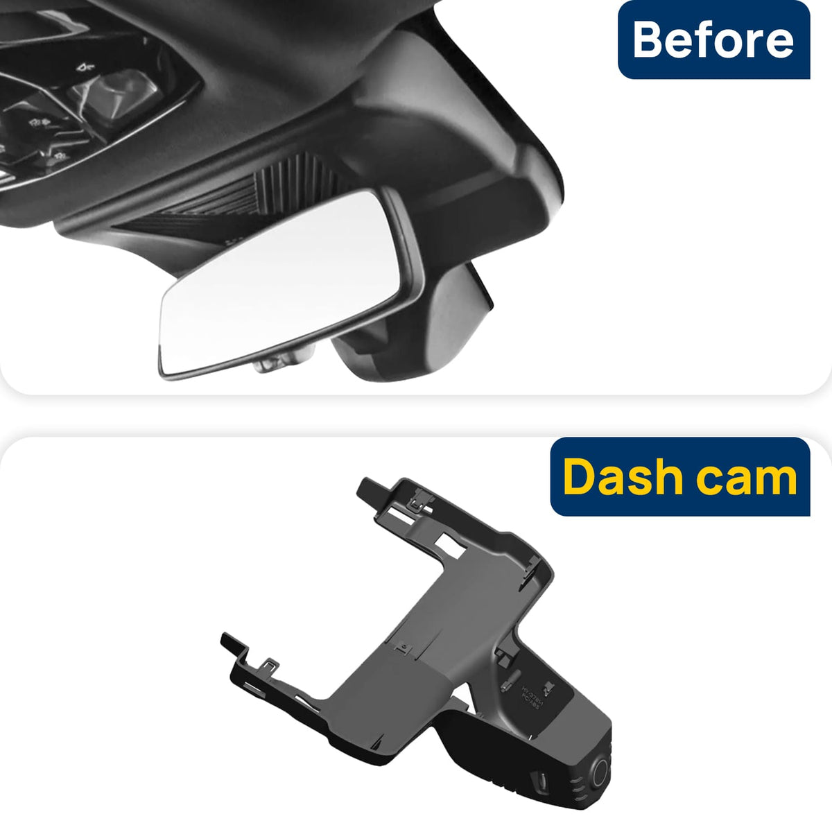 Vorher-Nachher Vergleich: Xplywi 4K/1080P Doppel Dashcam Autokamera Kompatibel mit BMW 2 Series G42 2025, diskrete OEM-Installation