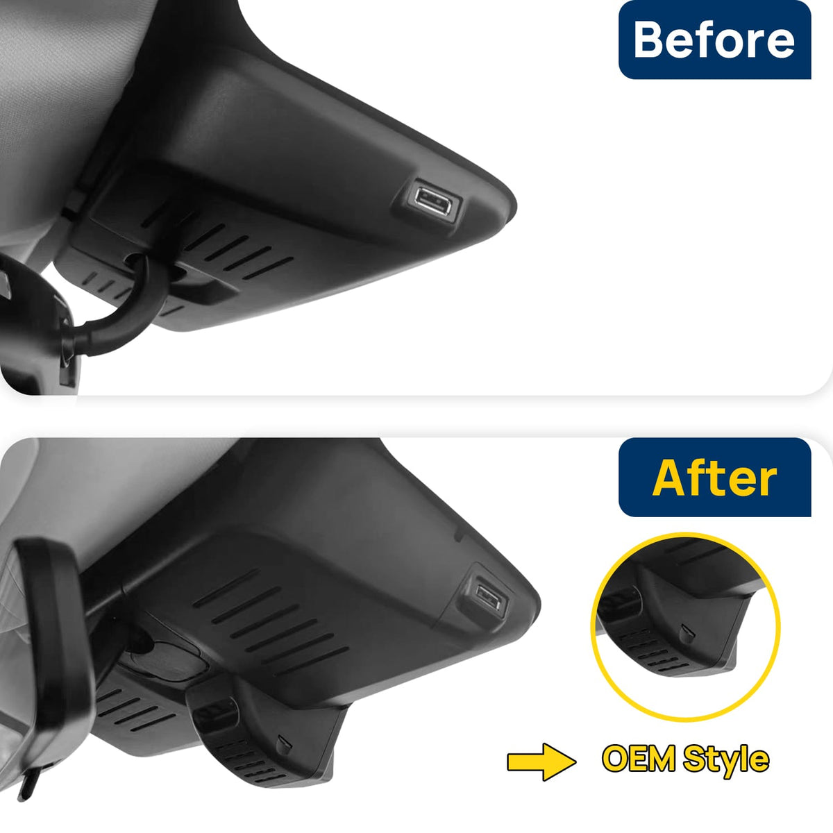 Vorher-Nachher Vergleich: Xplywi 4K Frontkamera Dashcam Kompatibel mit Haval H6 2021-2023, diskrete OEM-Installation