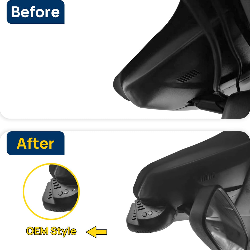Vorher-Nachher Vergleich: Xplywi 4K Frontkamera Dashcam Kompatibel mit Chevrolet Cruze Cavalier Onix Aveo 2014-2019, diskrete OEM-Installation