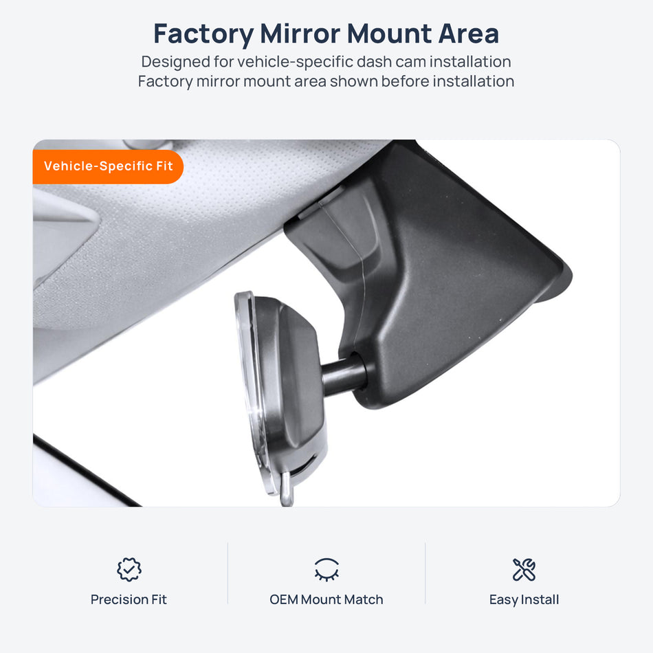 Factory mirror mount area for Wuling Xingchen dash cam installation