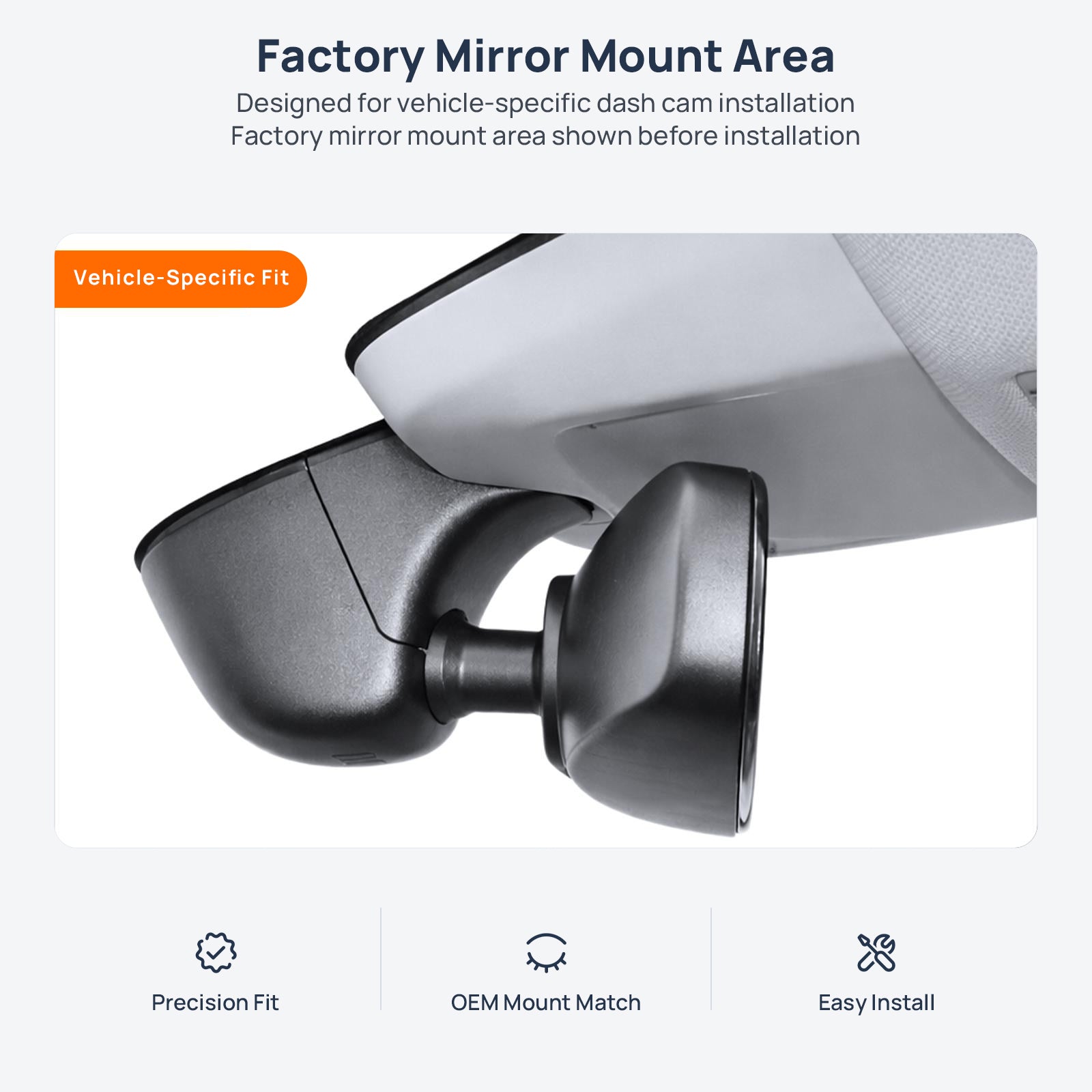 Factory mirror mount area for CUPRA Terramar dash cam installation