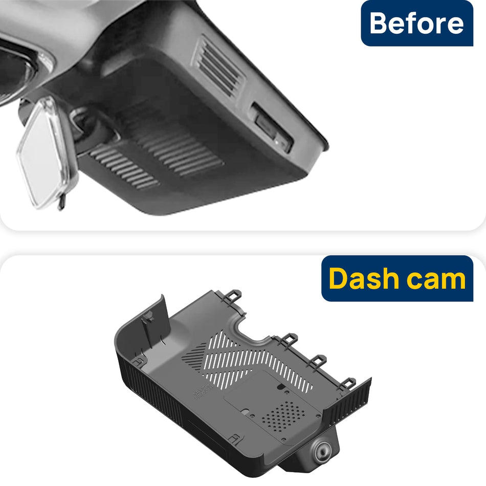 Vorher-Nachher Vergleich: Xplywi 4K/1080P Doppel Dashcam Autokamera Kompatibel mit Chery Jaecoo J9 2024 2025, diskrete OEM-Installation