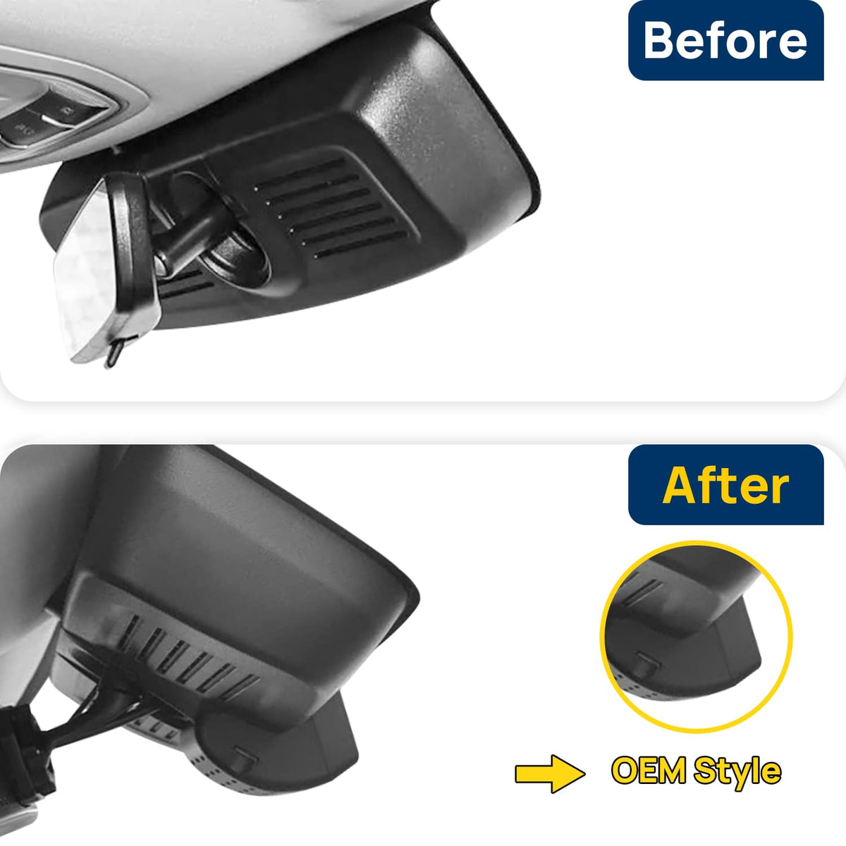 Vorher-Nachher Vergleich: Xplywi 2K Frontkamera Dashcam Kompatibel mit GMW Tank 300 2020-2023, diskrete OEM-Installation