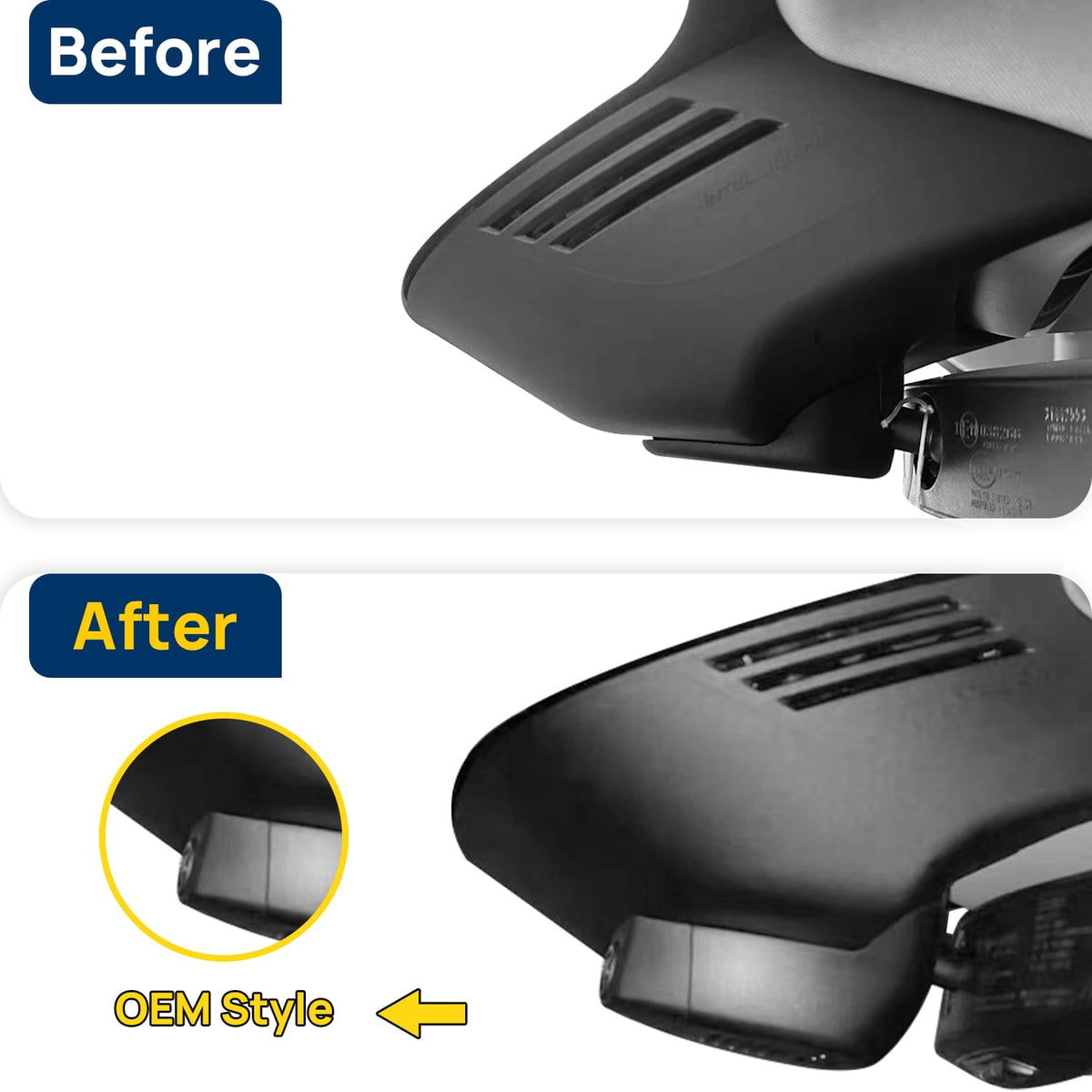 Vorher-Nachher Vergleich: Xplywi 4K/1080P Doppel Dashcam Autokamera Kompatibel mit Volvo S60 V60 T5 T6 T8 B5 2019-2022, diskrete OEM-Installation