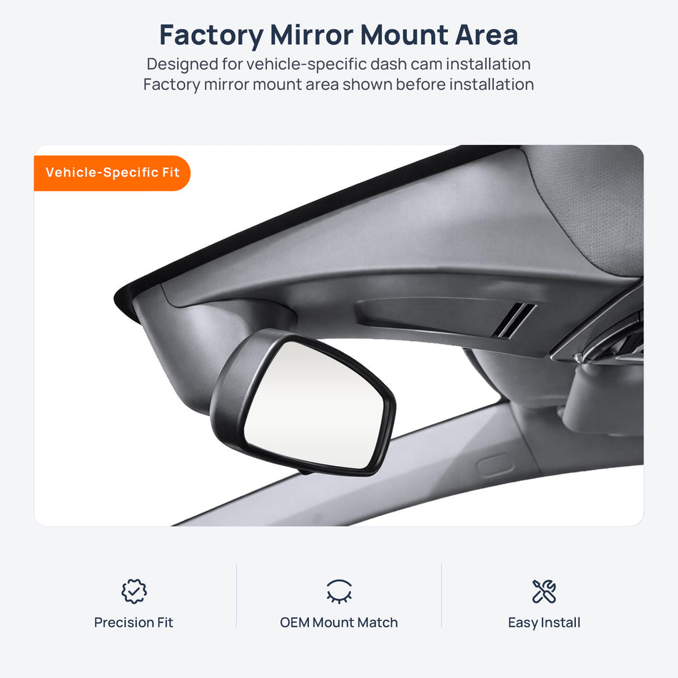 Factory mirror mount area for Honda Pilot dash cam installation
