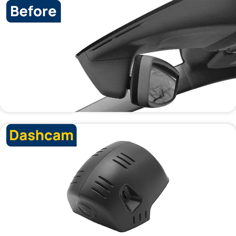 Vorher-Nachher Vergleich: Xplywi 2K/1080P Doppel Dashcam Autokamera Kompatibel mit Skoda Octavia 2021-2025, diskrete OEM-Installation