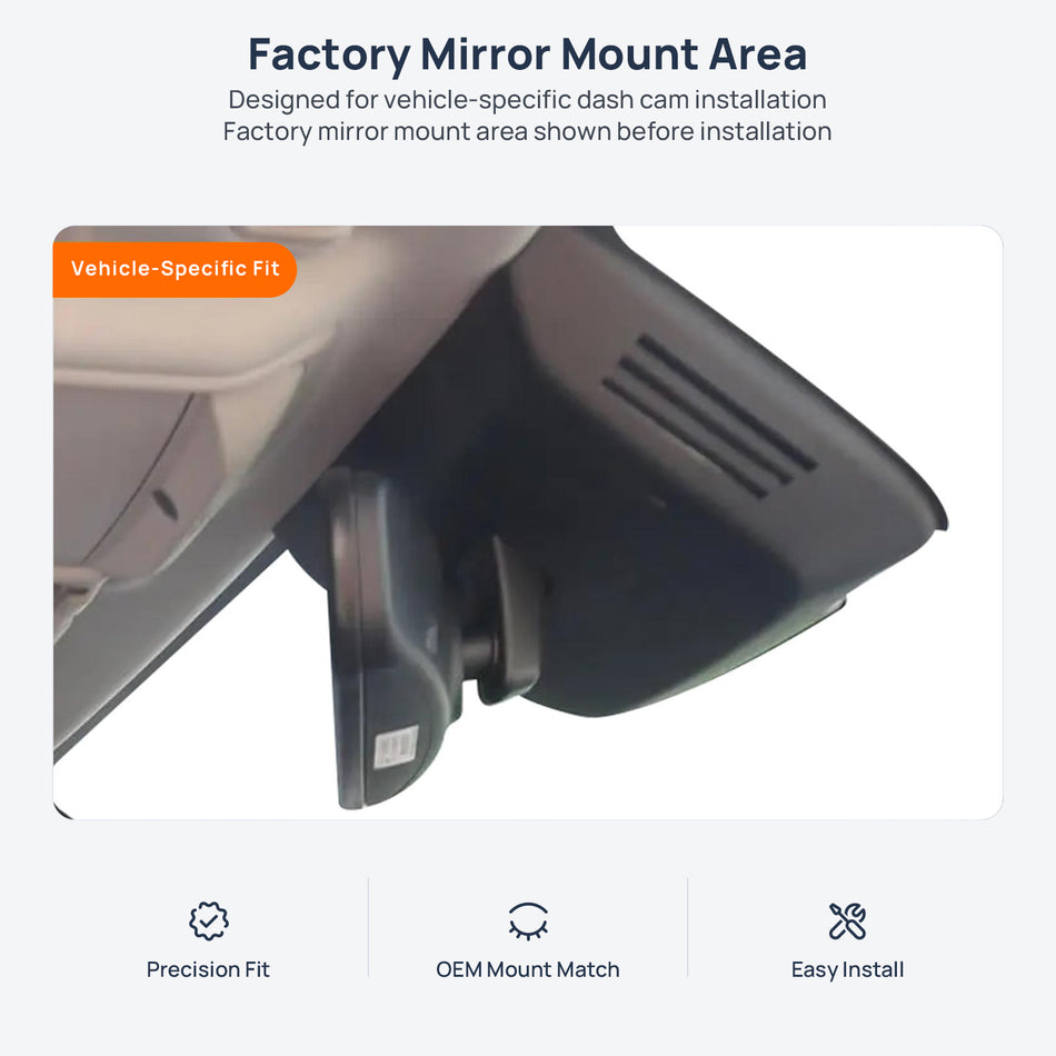 Factory mirror mount area for BYD Song Pro dash cam installation