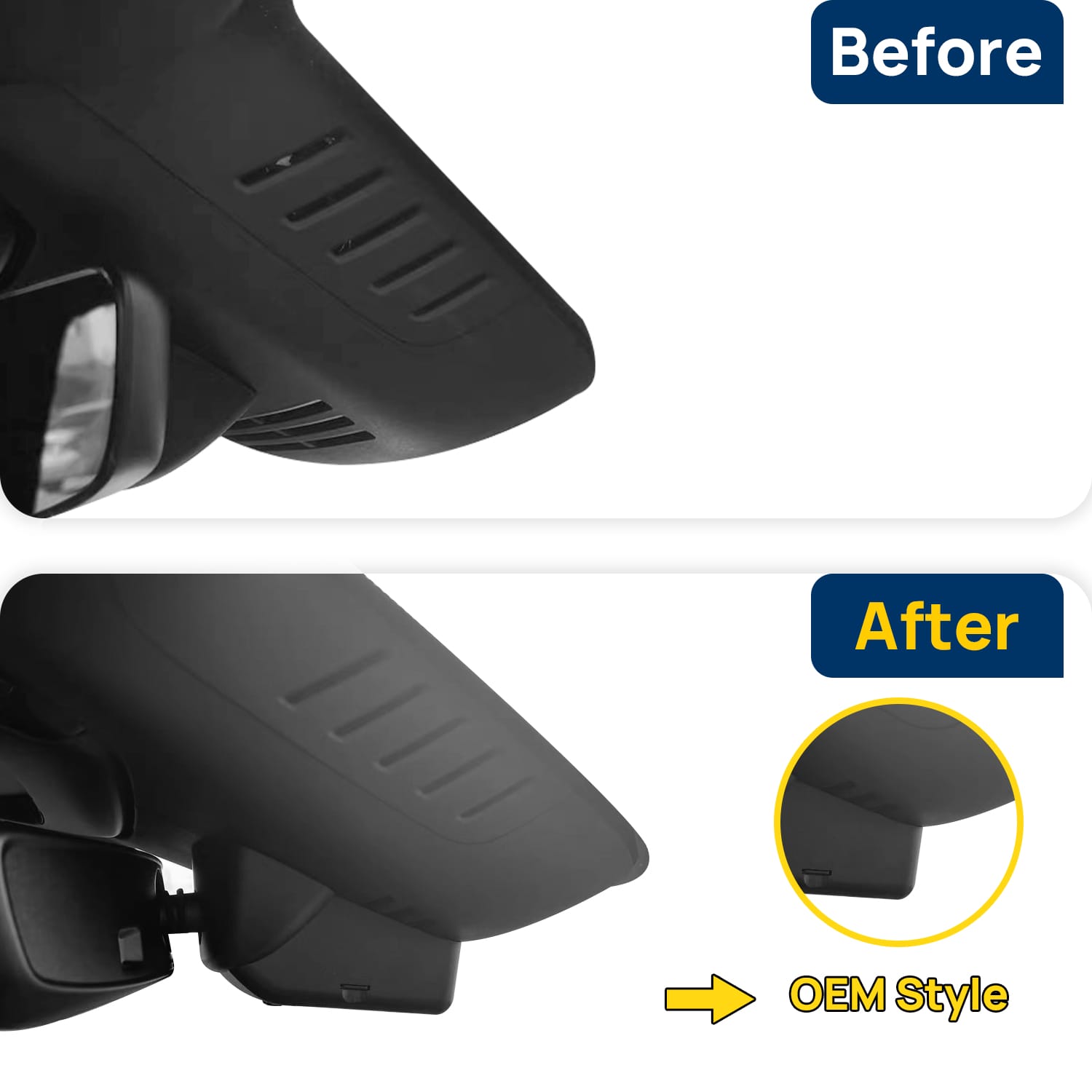 Vorher-Nachher Vergleich: Xplywi 2K/1080P Doppel Dashcam Autokamera Kompatibel mit Volvo XC90 B5 B6 T8 2023-2025, diskrete OEM-Installation