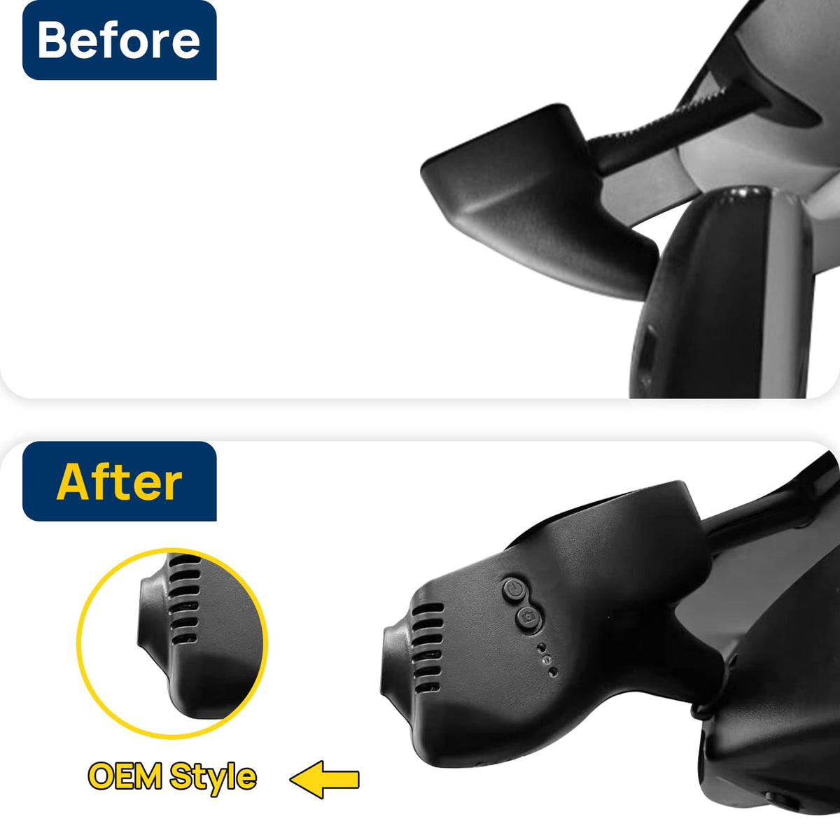 Vorher-Nachher Vergleich: Xplywi 2K/1080P Doppel Dashcam Autokamera Kompatibel mit Volkswagen CC 2010-2012, diskrete OEM-Installation