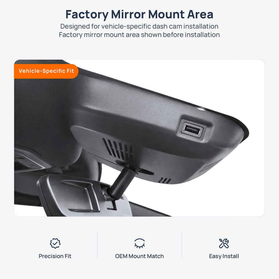 Factory mirror mount area for HAVAL F7 dash cam installation