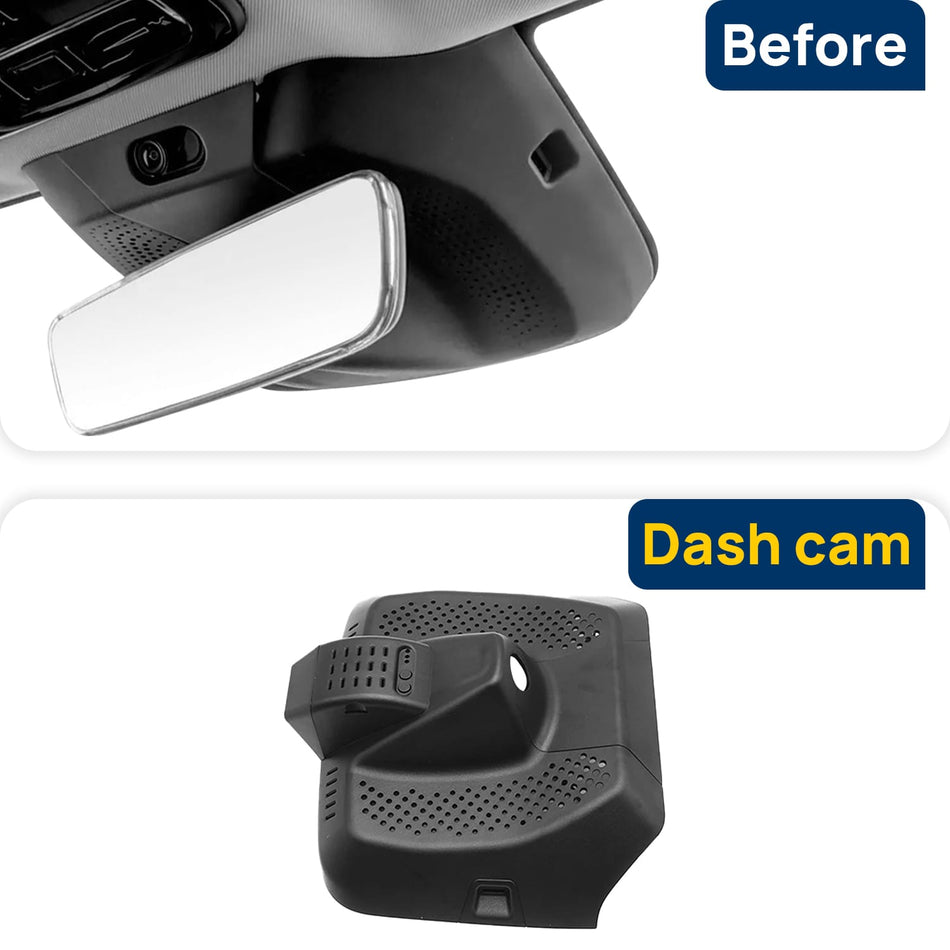Vorher-Nachher Vergleich: Xplywi 2K/1080P Doppel Dashcam Autokamera Kompatibel mit Lynk & Co 08 EM-P 2023-2025, diskrete OEM-Installation