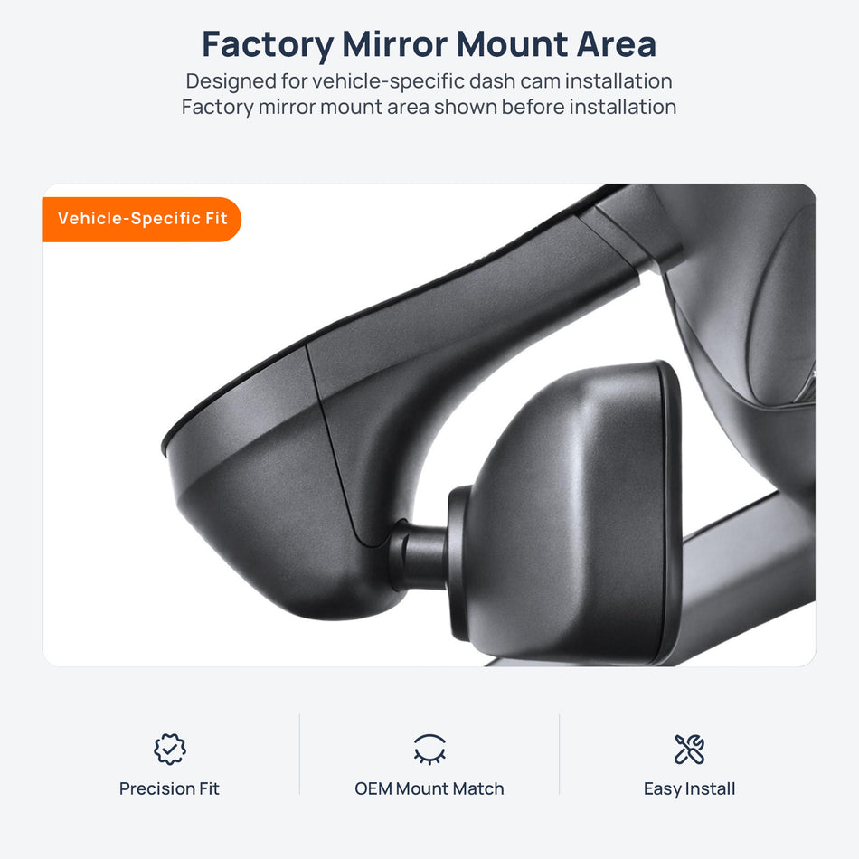 Factory mirror mount area for JETTA VA3 dash cam installation