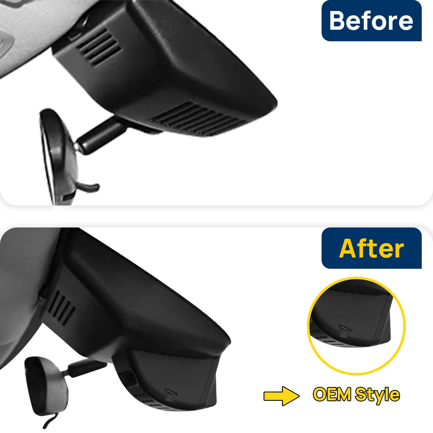 Vorher-Nachher Vergleich: Xplywi 2K Frontkamera Dashcam Kompatibel mit Honda Accord Mk10 2018-2022, diskrete OEM-Installation