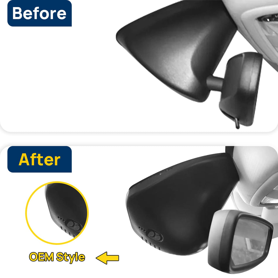 Vorher-Nachher Vergleich: Xplywi 2K/1080P Doppel Dashcam Autokamera Kompatibel mit Jeep Cherokee 2019, diskrete OEM-Installation