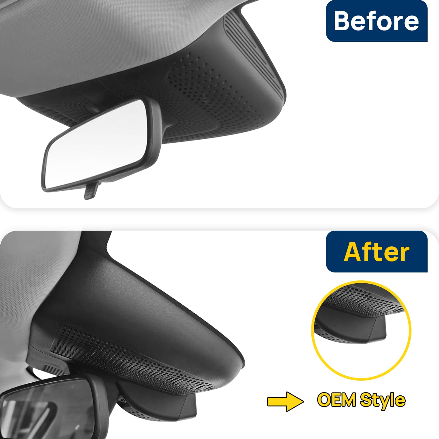 Vorher-Nachher Vergleich: Xplywi 1080P Frontkamera Dashcam Kompatibel mit GAC AION UT U Pro 2025, diskrete OEM-Installation