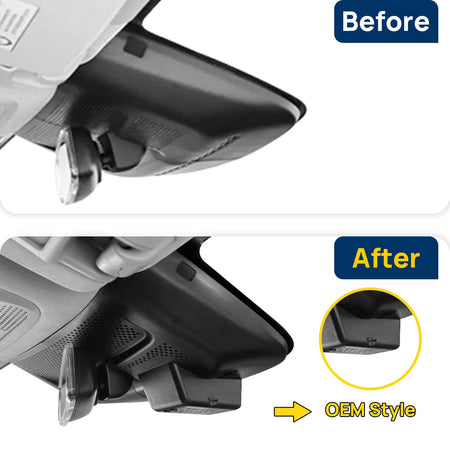 Vorher-Nachher Vergleich: Xplywi 1080P Frontkamera Dashcam Kompatibel mit XPENG P7 Xiaopeng 2020-2022, diskrete OEM-Installation