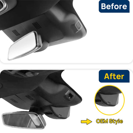 Vorher-Nachher Vergleich: Xplywi 2K Frontkamera Dashcam Kompatibel mit XPENG G6 Xiaopeng 2023 2024, diskrete OEM-Installation