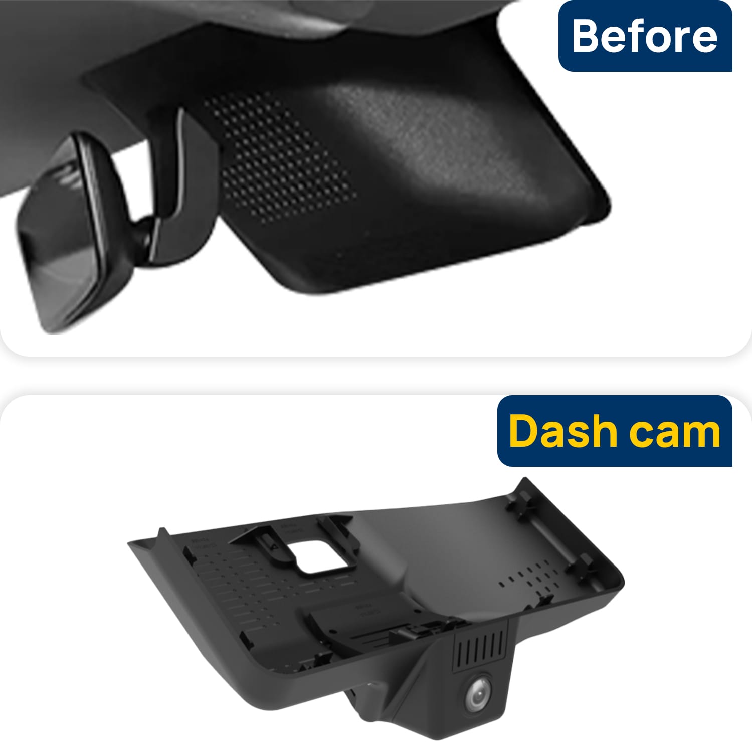 Vorher-Nachher Vergleich: Xplywi 4K Frontkamera Dashcam Kompatibel mit Chery iCAR 03 Jaecoo J6 2023-2025, diskrete OEM-Installation