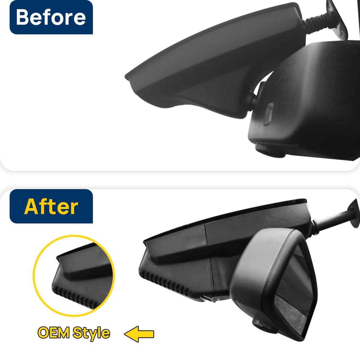 Vorher-Nachher Vergleich: Xplywi 4K/1080P Doppel Dashcam Autokamera Kompatibel mit BMW 3 Series E90 E91 E92 E93 2008-2012, diskrete OEM-Installation