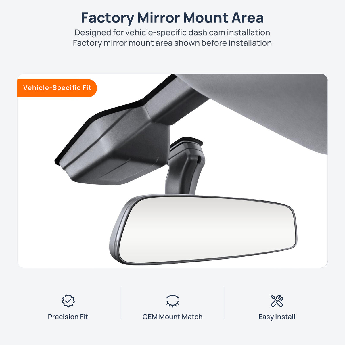 Factory mirror mount area for Chery Tiggo 7 dash cam installation