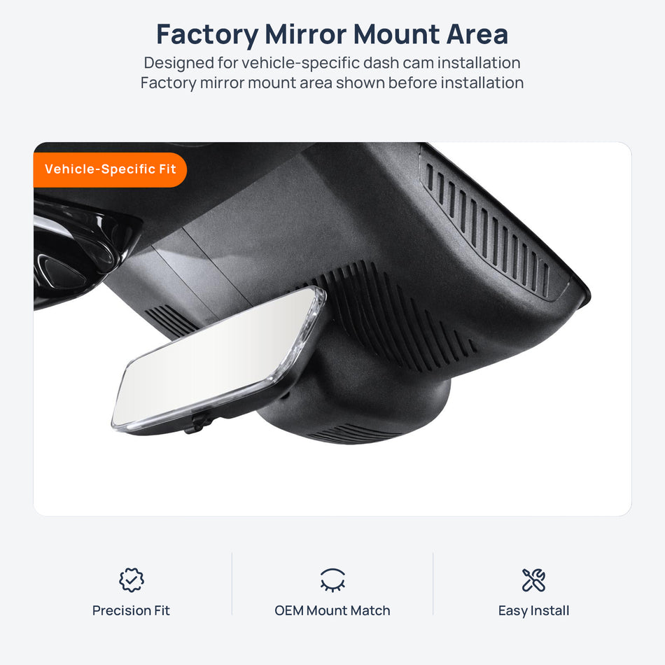 Factory mirror mount area for BAIC X55 dash cam installation