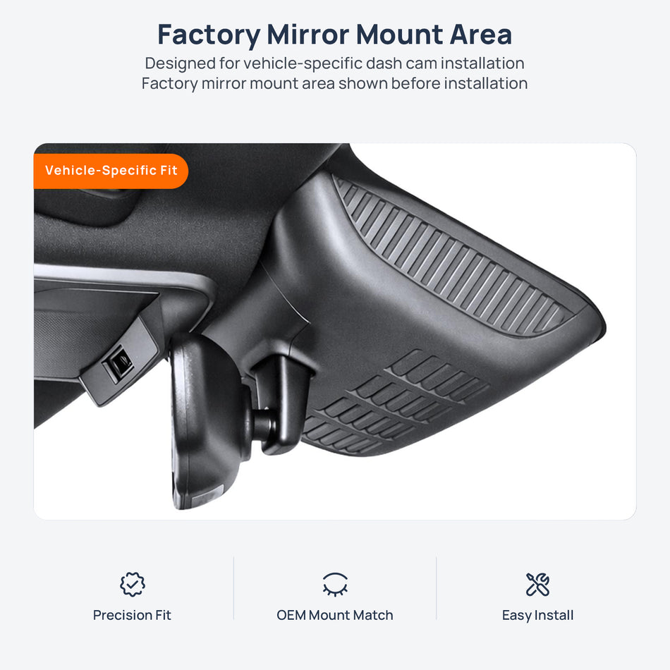 Factory mirror mount area for BYD Qin Plus (King) dash cam installation
