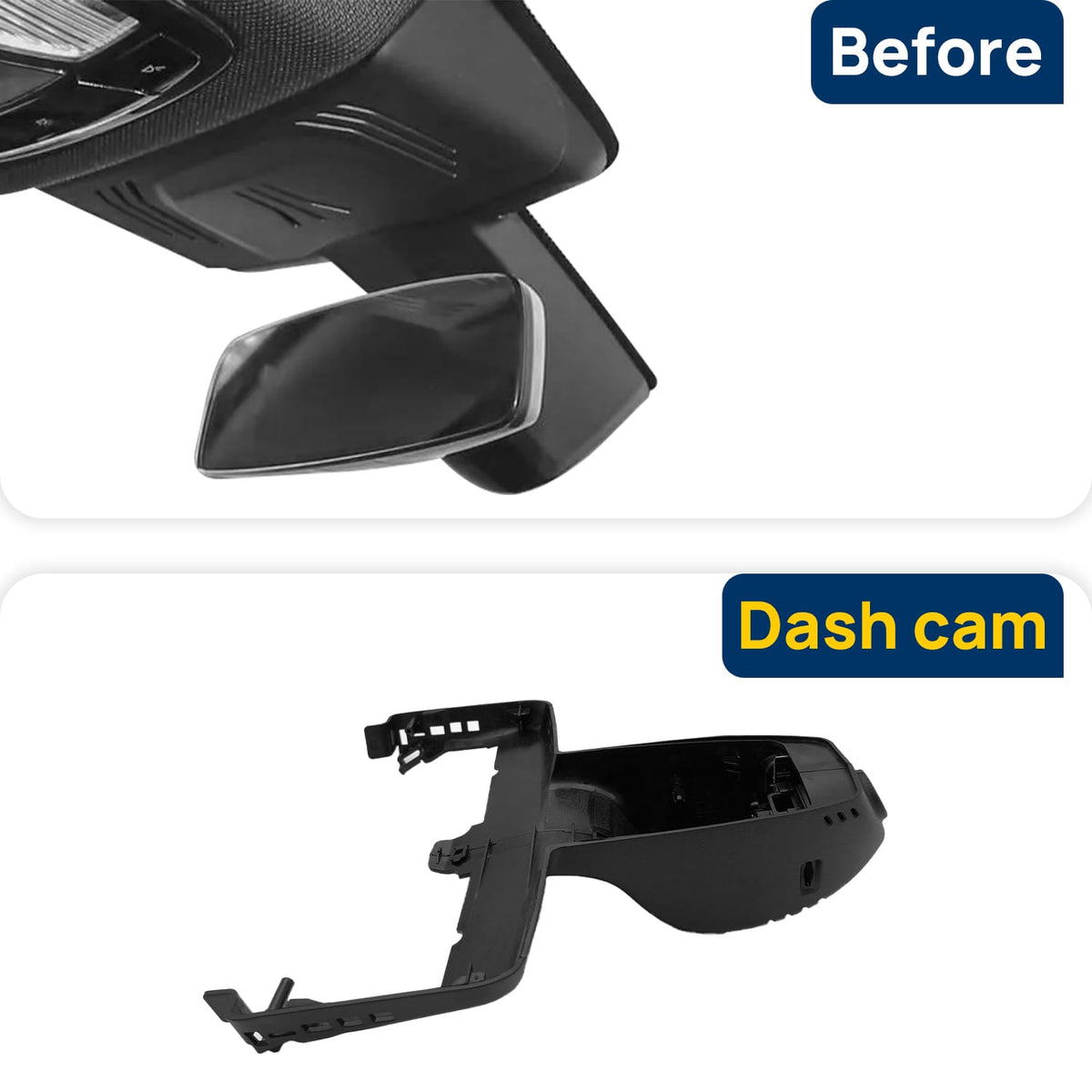 Vorher-Nachher Vergleich: Xplywi 2K/1080P Doppel Dashcam Autokamera Kompatibel mit BMW X6 M G06 F96 2020, diskrete OEM-Installation