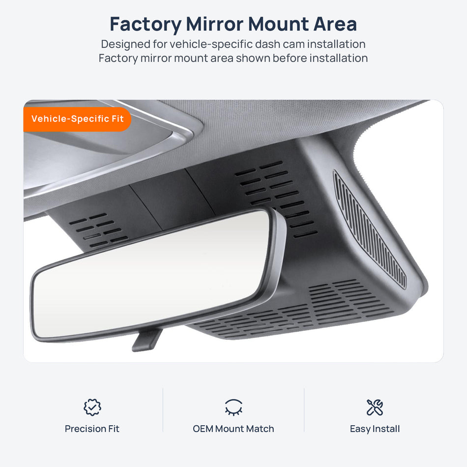 Factory mirror mount area for Geely Binyue (Coolray) dash cam installation