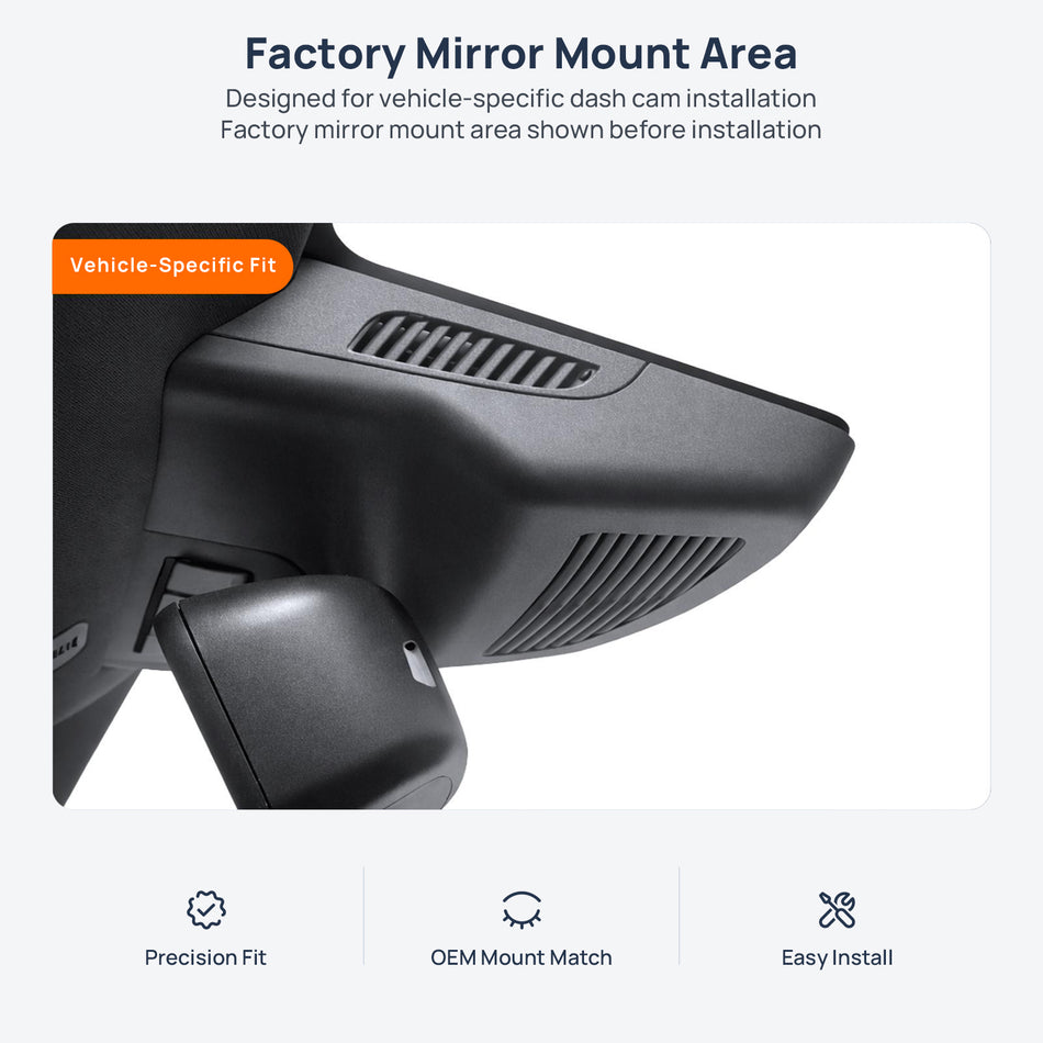 Factory mirror mount area for Infiniti QX30 H15 dash cam installation