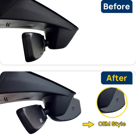 Vorher-Nachher Vergleich: Xplywi 1080P Frontkamera Dashcam Kompatibel mit Honda Civic 11th 2022-2025, diskrete OEM-Installation