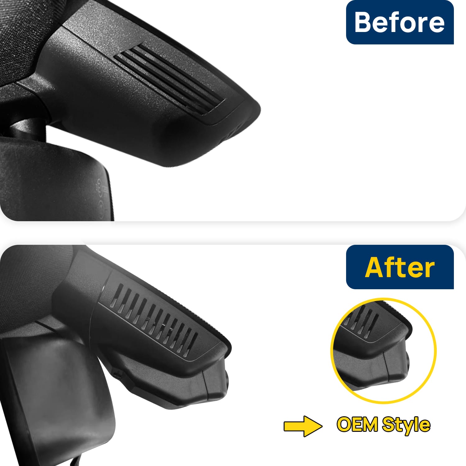 Vorher-Nachher Vergleich: Xplywi 1080P Frontkamera Dashcam Kompatibel mit Mercedes-Benz GLK260 X204 2014 2015, diskrete OEM-Installation