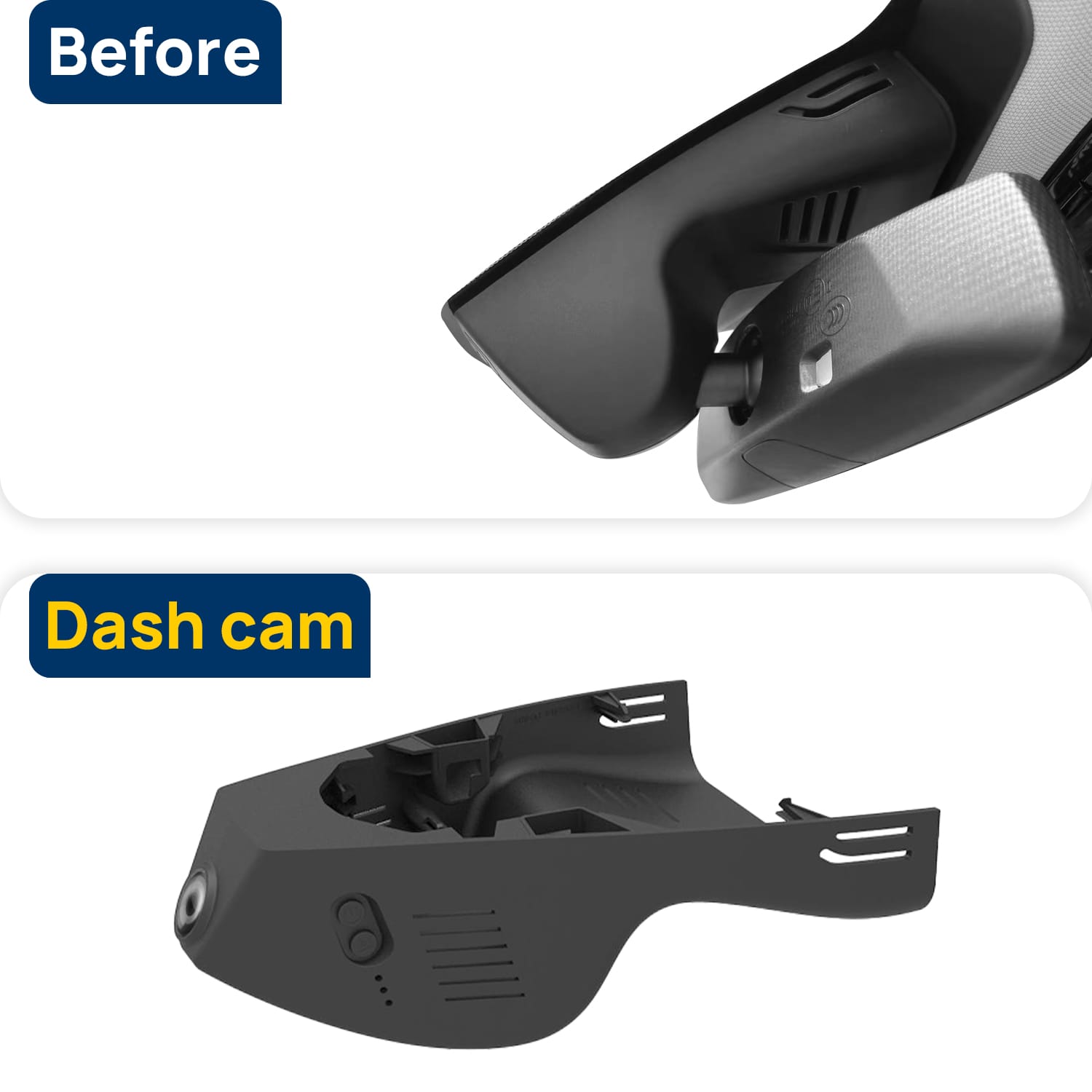 Vorher-Nachher Vergleich: Xplywi 4K/1080P Doppel Dashcam Autokamera Kompatibel mit BMW 2 Series Coupe F44 2022-2025, diskrete OEM-Installation
