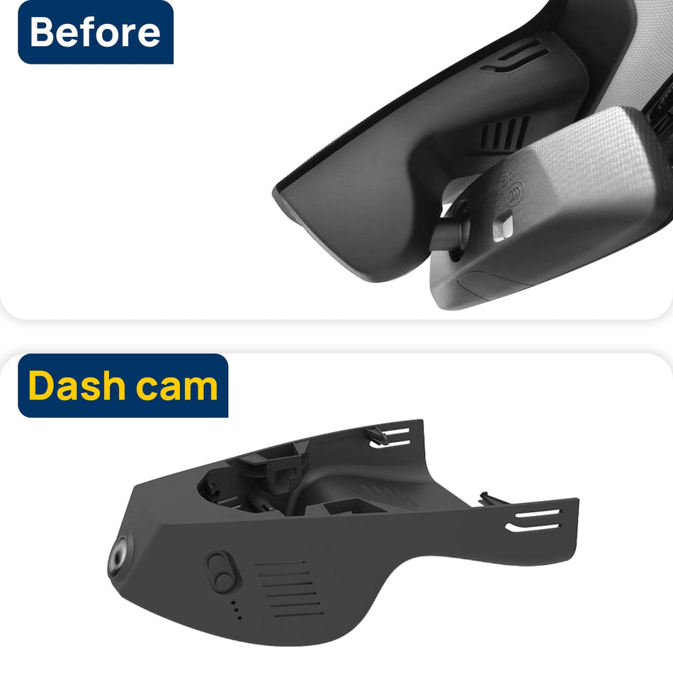 Vorher-Nachher Vergleich: Xplywi 4K/1080P Doppel Dashcam Autokamera Kompatibel mit BMW 2 Series Coupe F44 2022-2025, diskrete OEM-Installation
