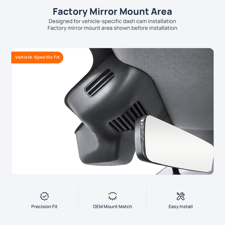 Factory mirror mount area for BAIC BJ30 dash cam installation