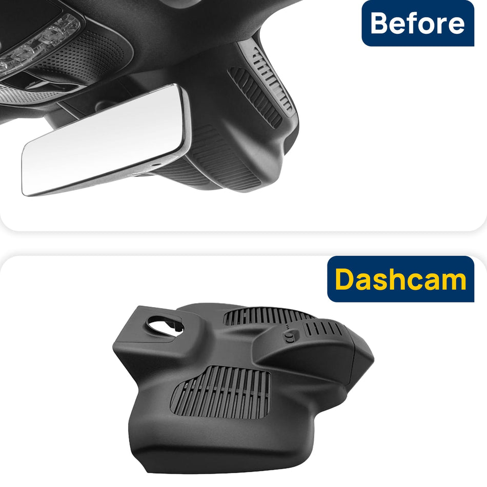 Vorher-Nachher Vergleich: Xplywi 4K/1080P Doppel Dashcam Autokamera Kompatibel mit Mercedes-Benz CLS W257 2022, diskrete OEM-Installation