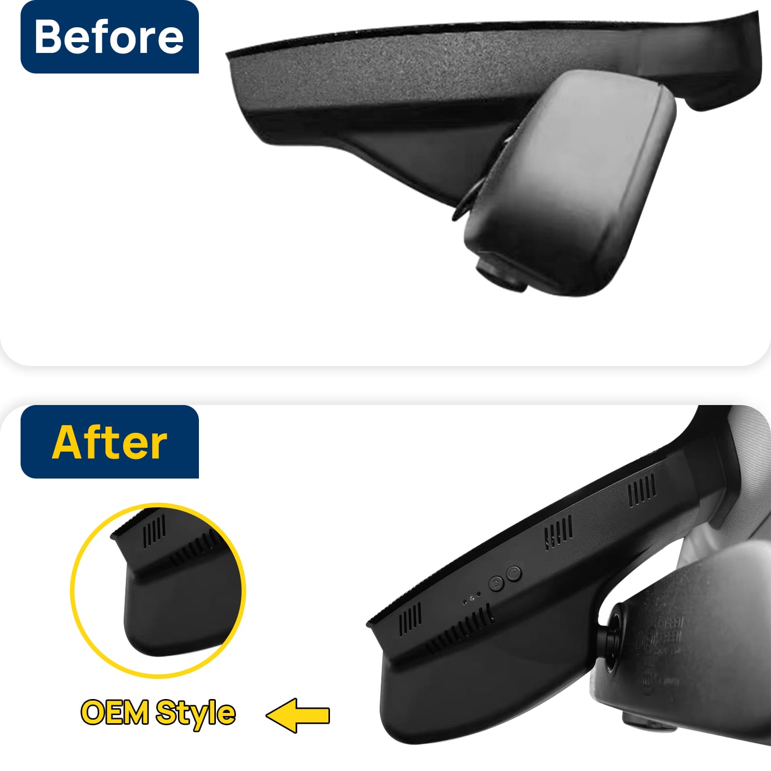 Vorher-Nachher Vergleich: Xplywi 4K/1080P Doppel Dashcam Autokamera Kompatibel mit BMW X3 E83 2003-2010, diskrete OEM-Installation