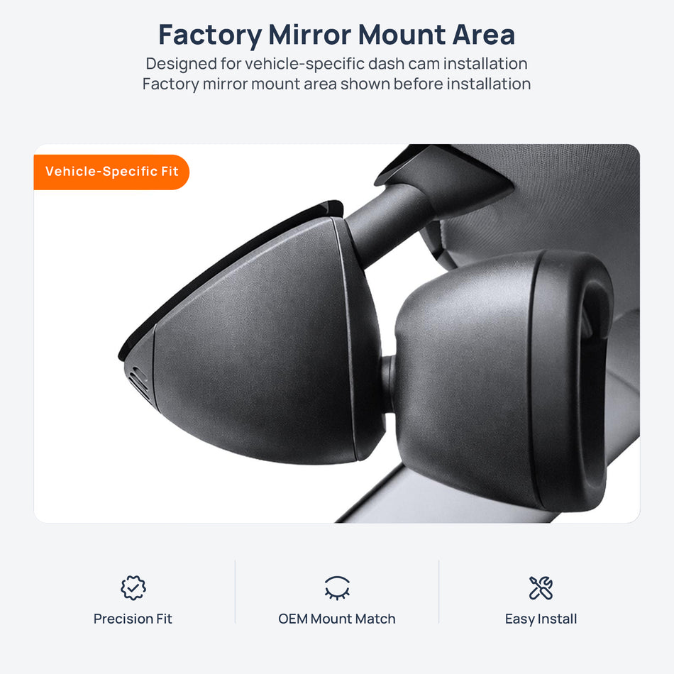 Factory mirror mount area for MINI Hatch F55/F56/F57 dash cam installation