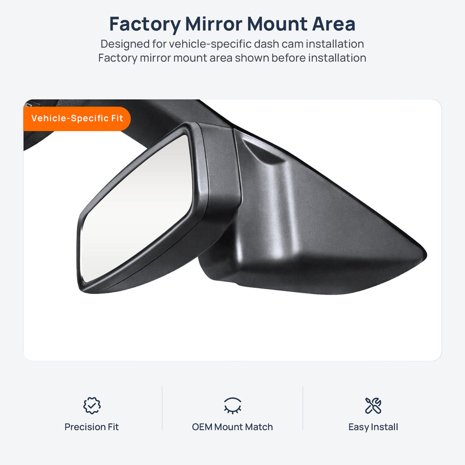 Factory mirror mount area for Ford Explorer U502 dash cam installation