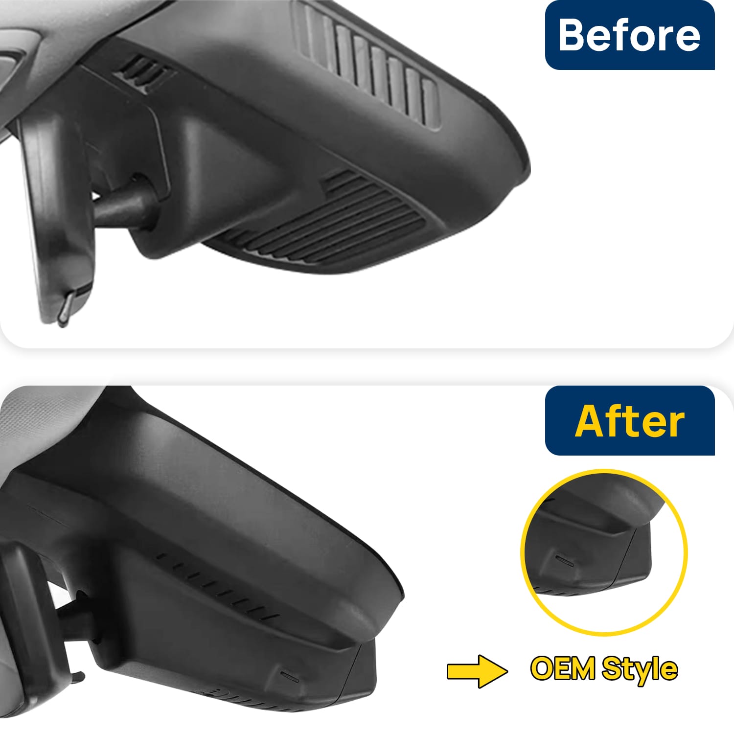 Vorher-Nachher Vergleich: Xplywi 2K/1080P Doppel Dashcam Autokamera Kompatibel mit Geely Preface Xingrui 2020 2021, diskrete OEM-Installation