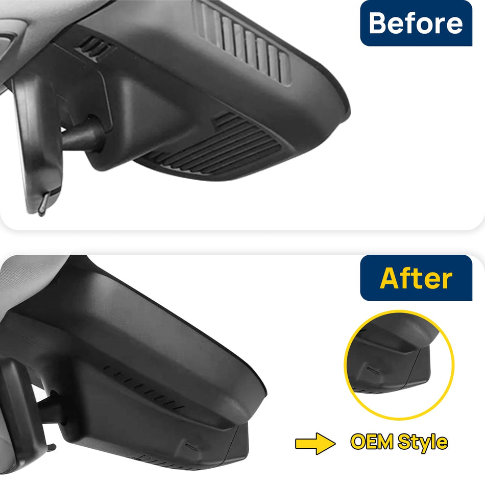 Vorher-Nachher Vergleich: Xplywi 4K Frontkamera Dashcam Kompatibel mit Geely Preface Xingrui 2020 2021, diskrete OEM-Installation