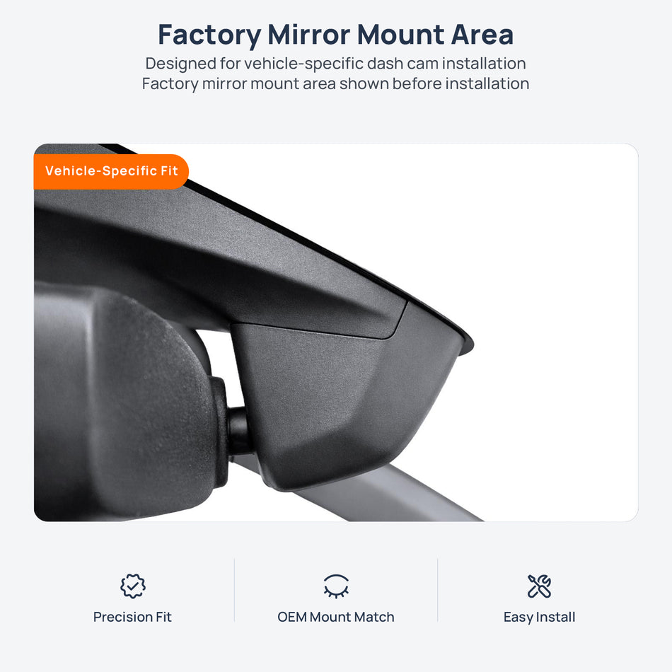Factory mirror mount area for SEAT Ateca dash cam installation