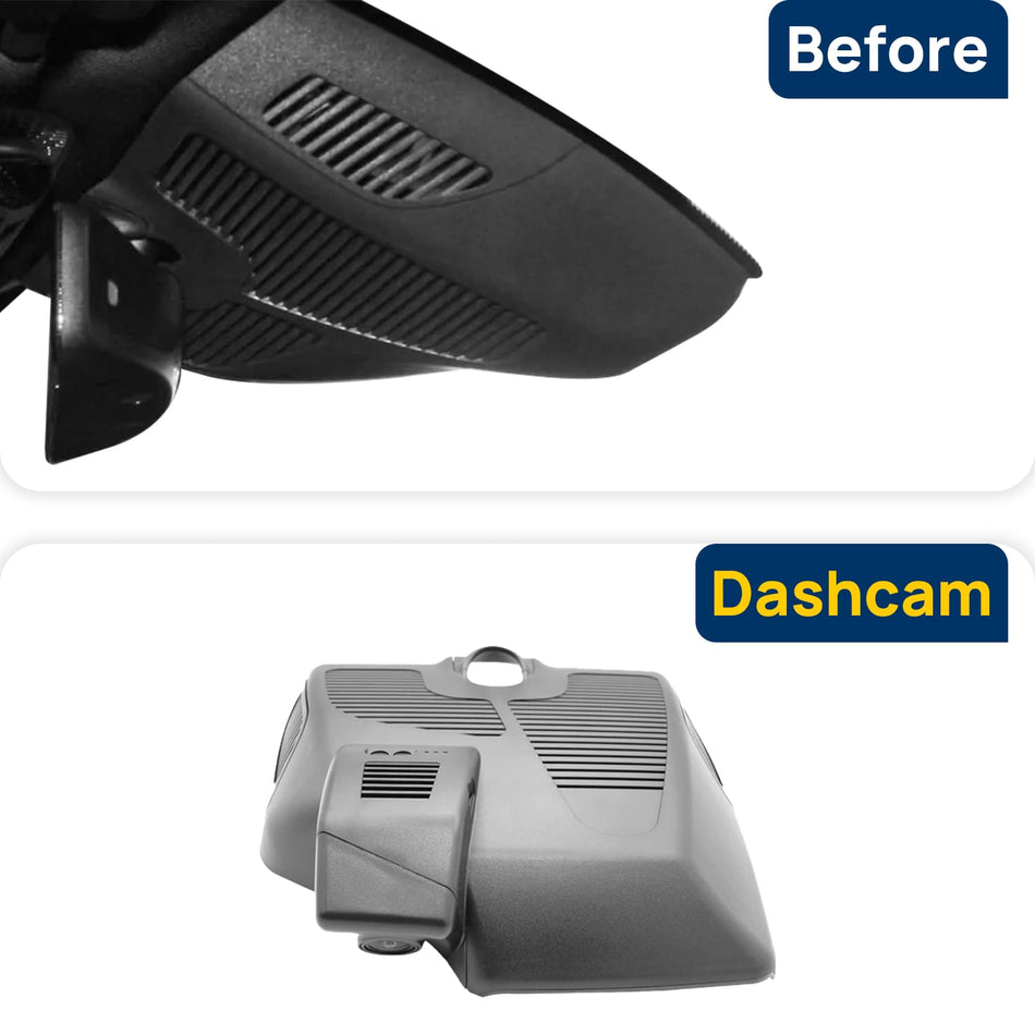 Vorher-Nachher Vergleich: Xplywi 2K Frontkamera Dashcam Kompatibel mit Mercedes-Benz S-Class S400 S450 S500 W222 C217 A217 2022, diskrete OEM-Installation