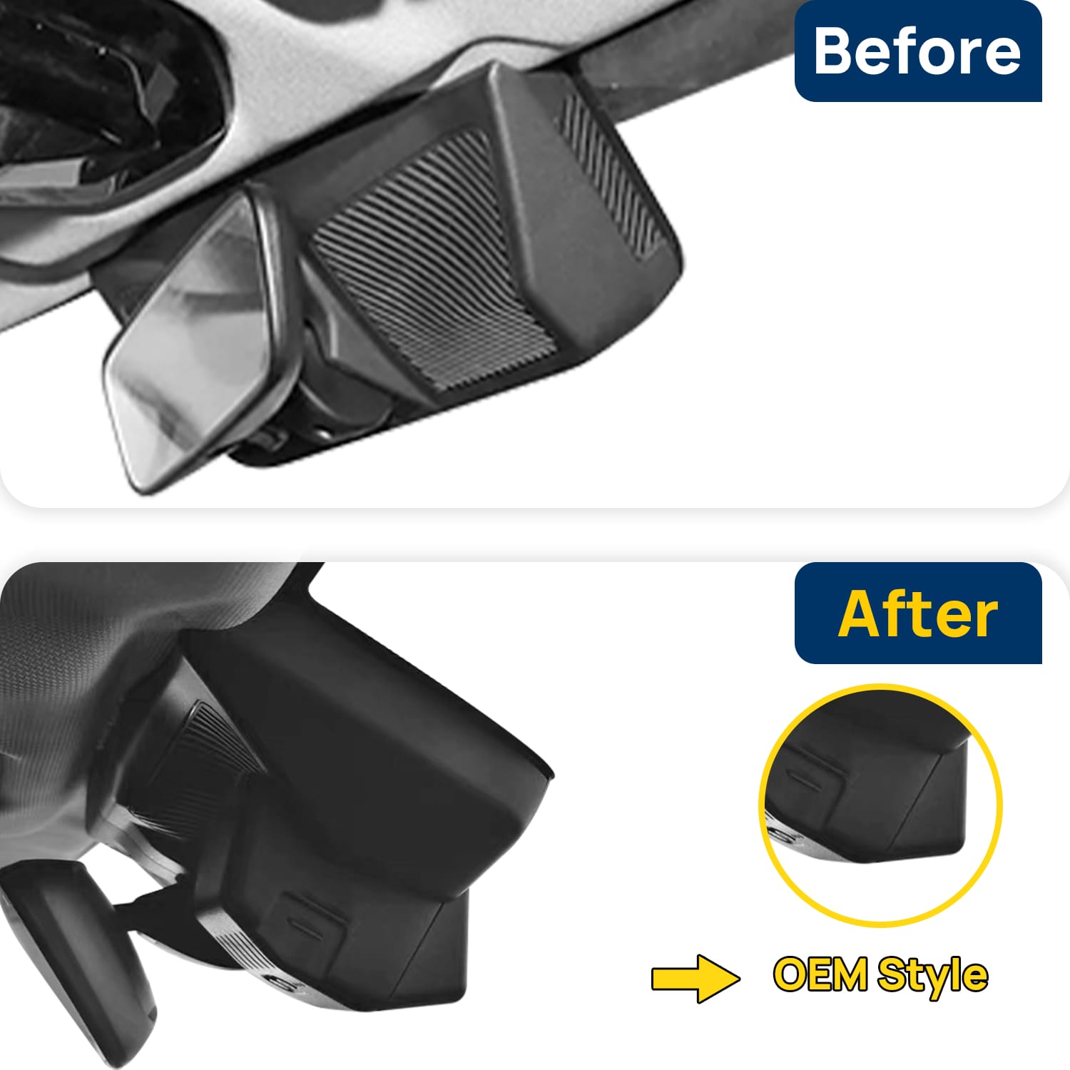 Vorher-Nachher Vergleich: Xplywi 1080P Frontkamera Dashcam Kompatibel mit JETOUR Traveller 2025, diskrete OEM-Installation