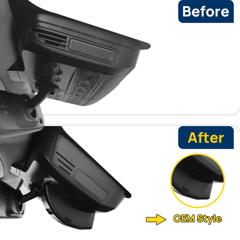Vorher-Nachher Vergleich: Xplywi 1080P Frontkamera Dashcam Kompatibel mit Chery Tiggo 8 pro 2023 2024, diskrete OEM-Installation