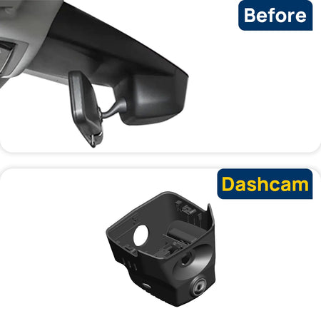 Vorher-Nachher Vergleich: Xplywi 4K Frontkamera Dashcam Kompatibel mit Volkswagen Golf 2025, diskrete OEM-Installation
