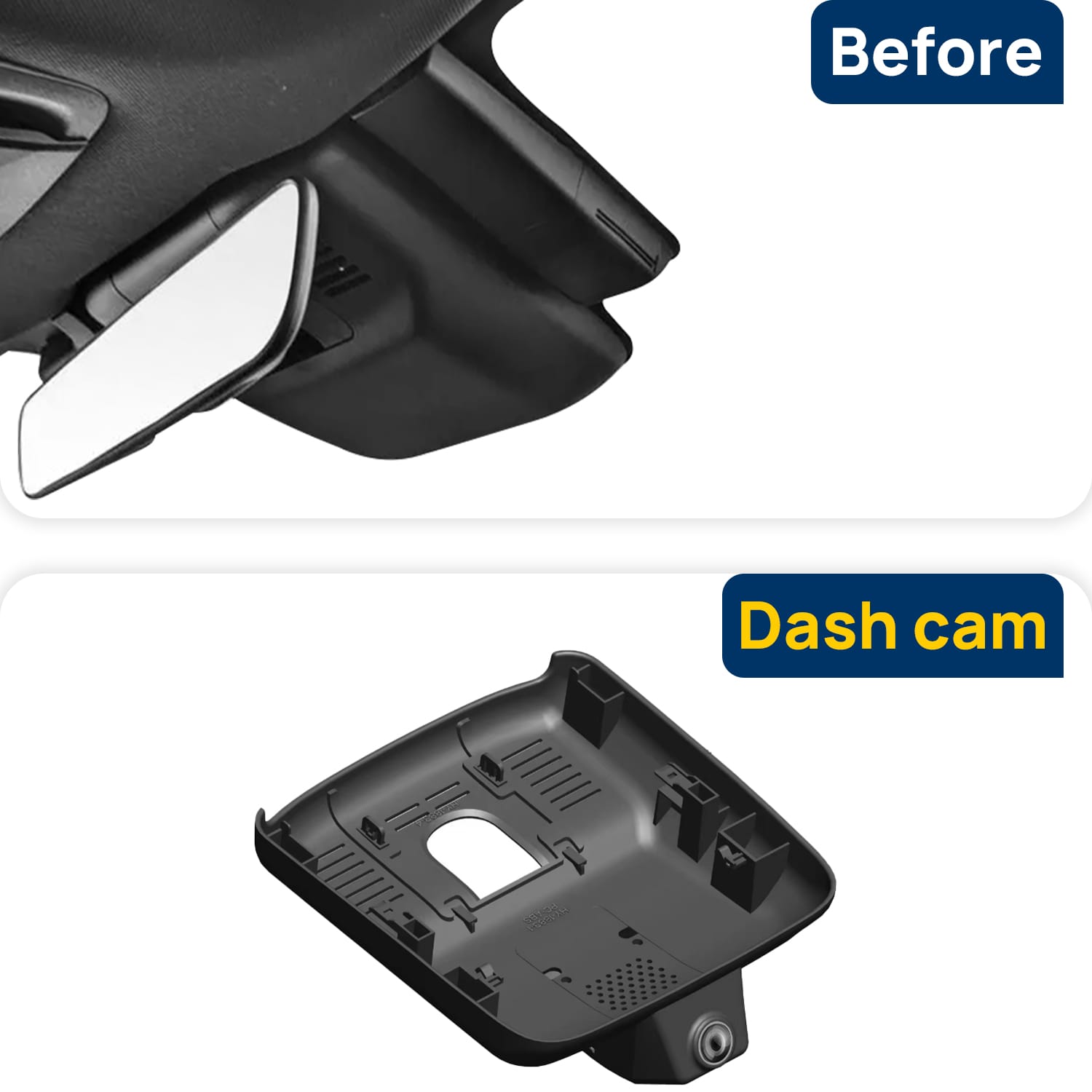 Vorher-Nachher Vergleich: Xplywi 2K/1080P Doppel Dashcam Autokamera Kompatibel mit Toyota Crown 2023-2025 (S230/S235/S236/S238), diskrete OEM-Installation