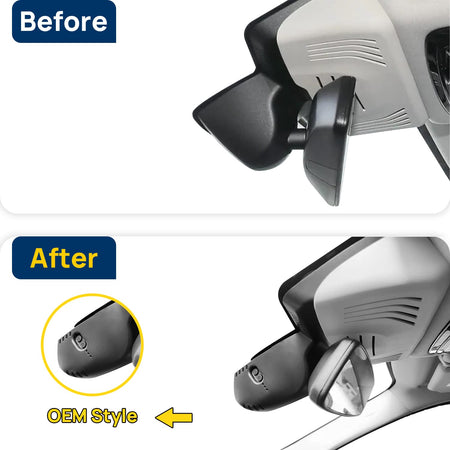 Vorher-Nachher Vergleich: Xplywi 1080P Frontkamera Dashcam Kompatibel mit BMW X3 M F97 G01 G08 2018-2025, diskrete OEM-Installation