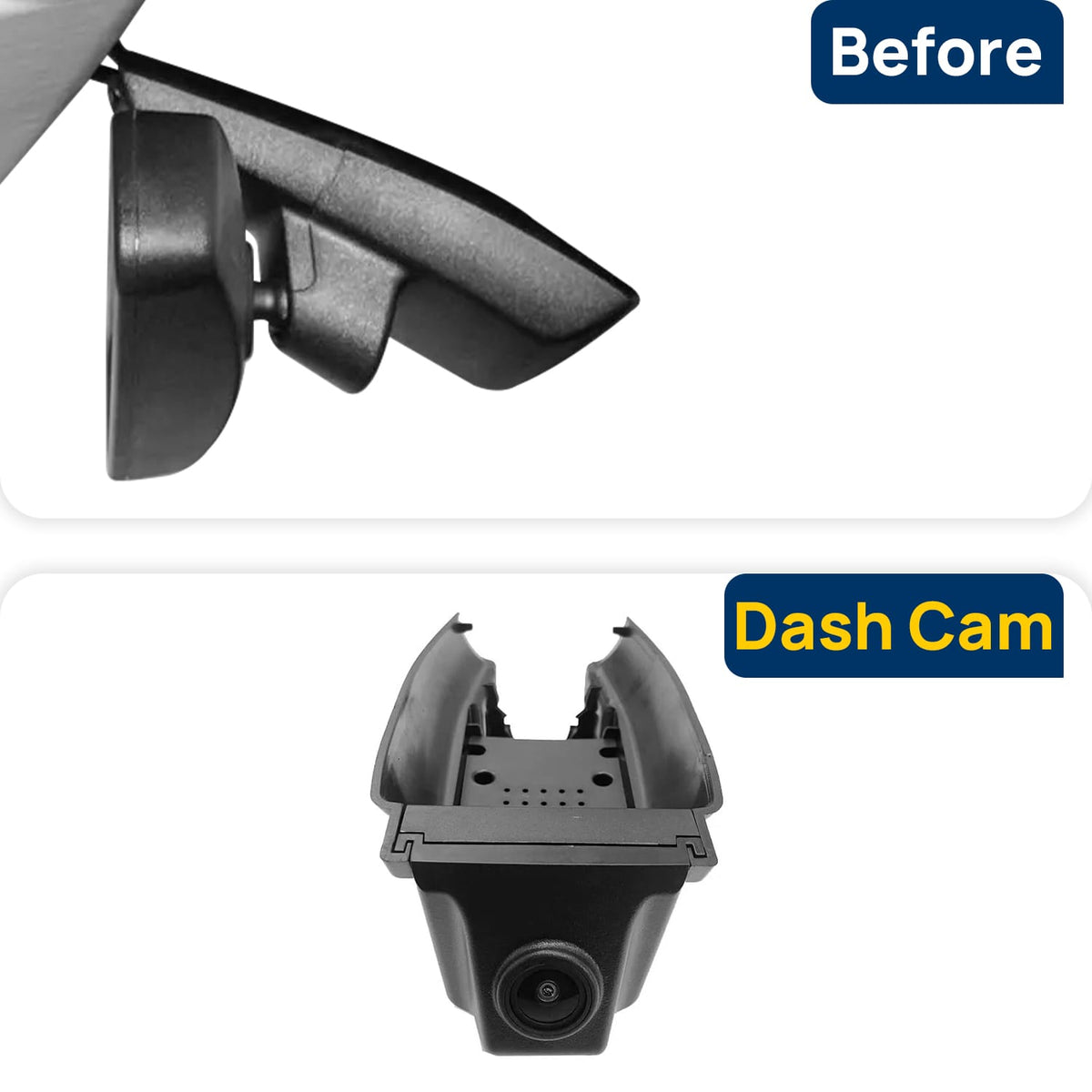 Vorher-Nachher Vergleich: Xplywi 4K Frontkamera Dashcam Kompatibel mit Ford EcoSport Everest 2017 2018, diskrete OEM-Installation