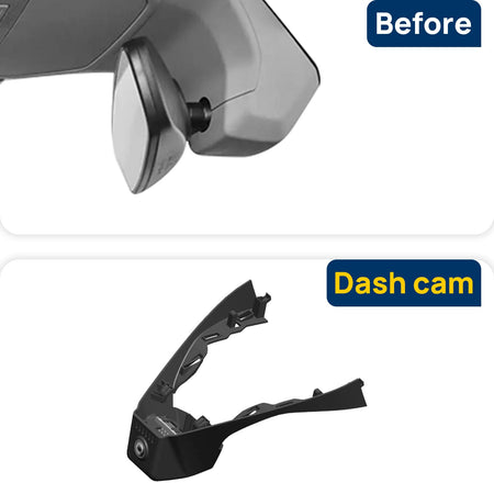 Vorher-Nachher Vergleich: Xplywi 4K/1080P Doppel Dashcam Autokamera Kompatibel mit Volkswagen Taos Tharu 2025, diskrete OEM-Installation